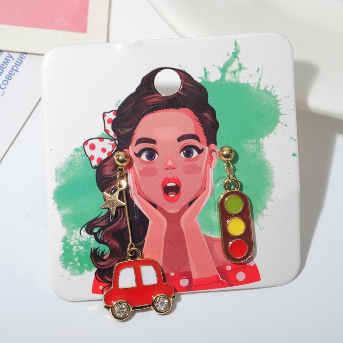 Серьги эмаль "Дорога" машина и светофор, цветные в золоте
Серьги эмаль "Дорога" машина и светофор, цветные в золоте