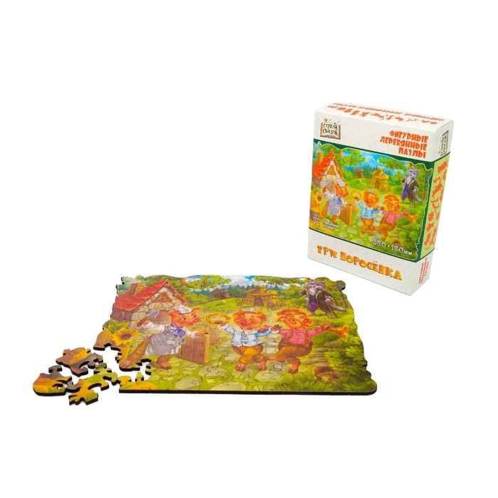 Фигурный деревянный пазл «Три поросёнка»
Фигурный деревянный пазл «Три поросёнка»