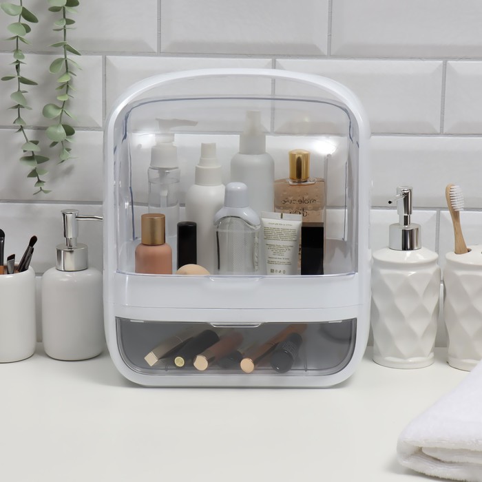 фото Органайзер для хранения косметических принадлежностей, с крышкой, 1 секция, 1 ящик, 26 × 18 × 31 см, цвет микс