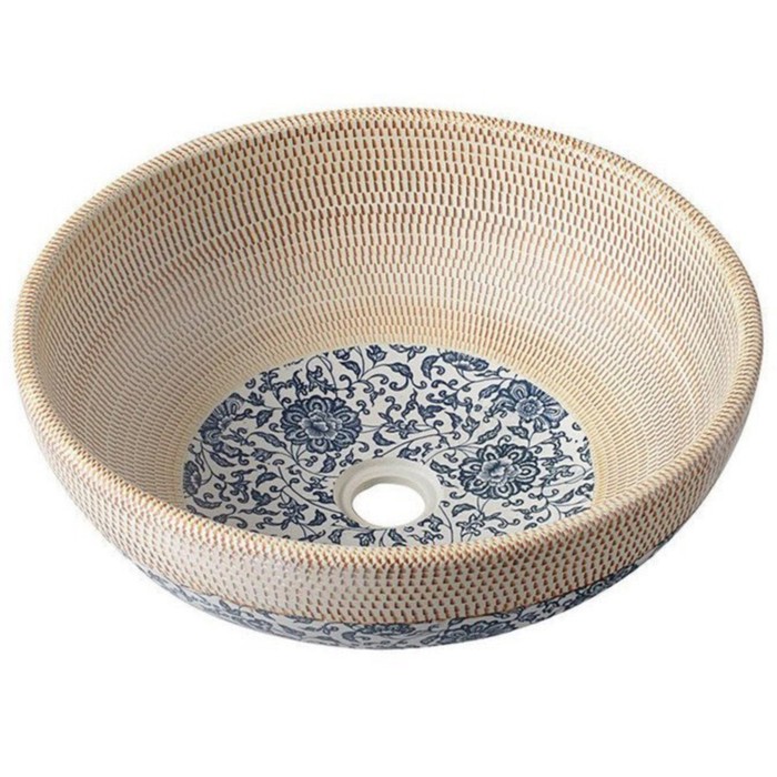 фото Раковина sapho alavera priori, на столешницу, 41x15 см, бежевый/синий