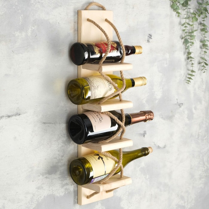 Винная полка настенная для 4-х бутылок, цвет натуральный
Винная полка настенная для 4-х бутылок, цвет натуральный