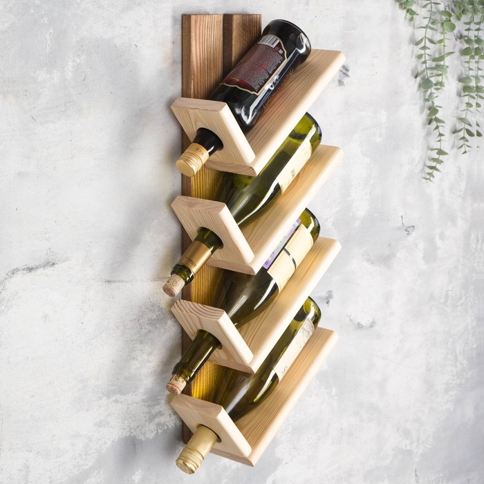 Винная полка настенная для 4х- бутылок, цвет натуральный, серый
Винная полка настенная для 4х- бутылок, цвет натуральный, серый