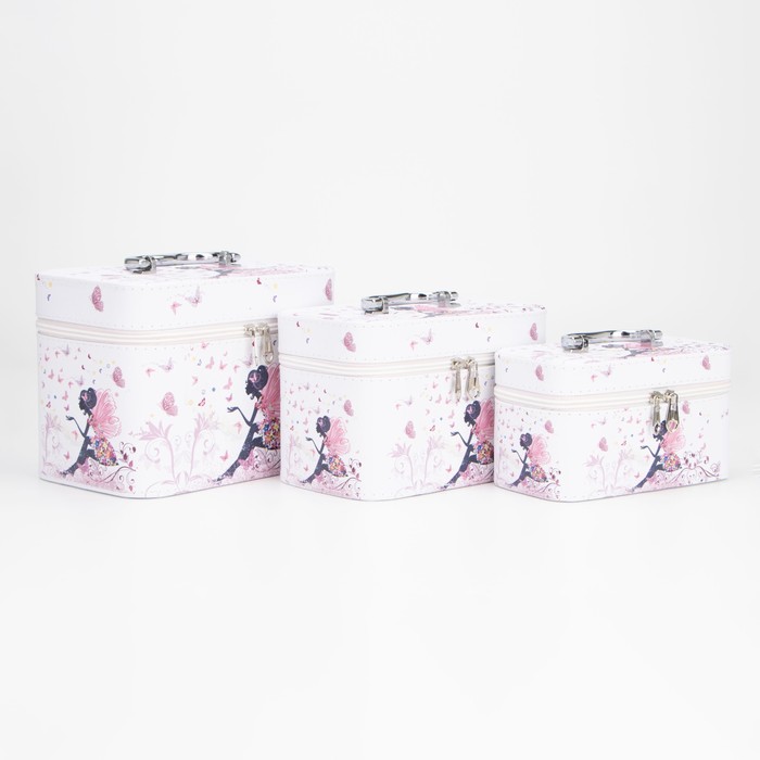 Набор косметичек на молниях, 3 в 1, цвет белый 
Набор косметичек на молниях, 3 в 1, цвет белый