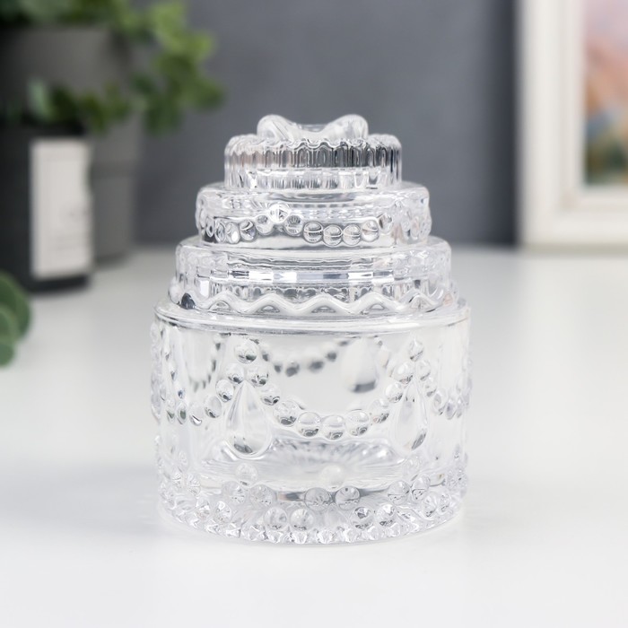 Шкатулка стекло "Тортик" прозрачный 8,5х7х7 см
Шкатулка стекло "Тортик" прозрачный 8,5х7х7 см