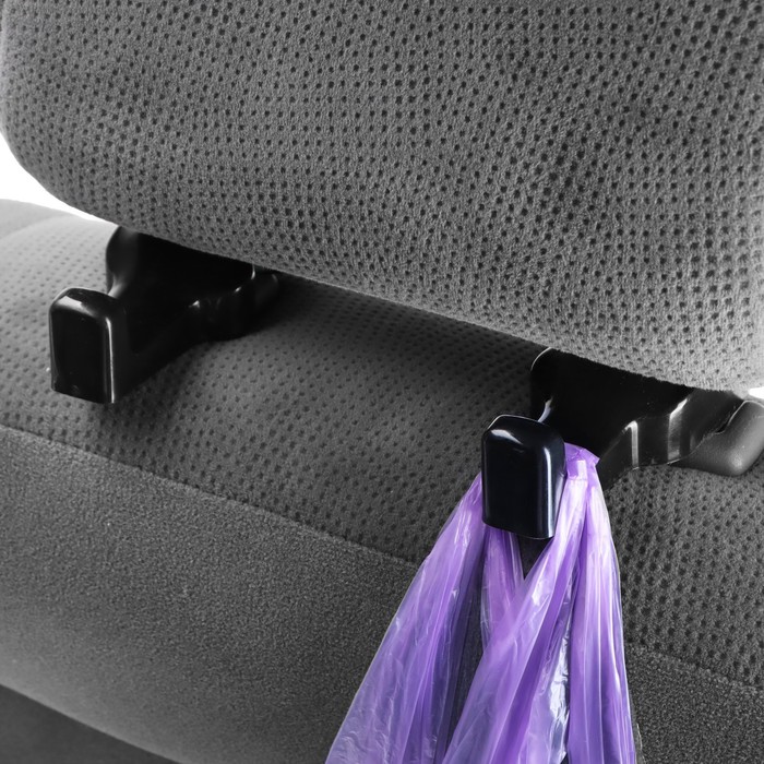 фото Крючок на подголовник, набор 2 шт, чёрный