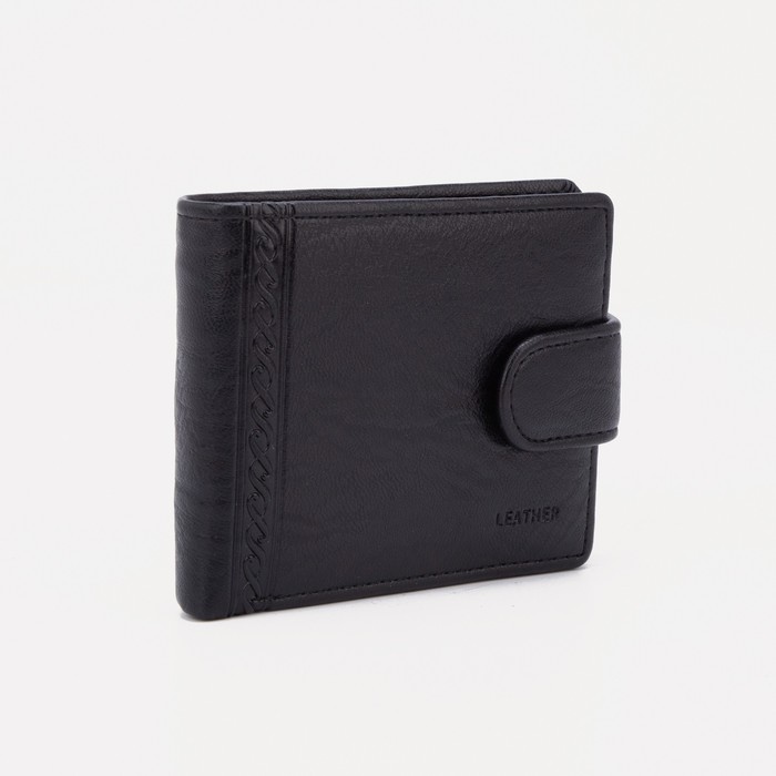 Портмоне на кнопке, для купюр, для карт, для монет, цвет чёрный
Портмоне на кнопке, для купюр, для карт, для монет, цвет чёрный