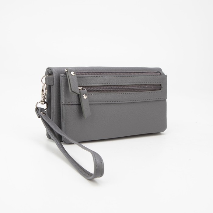 Кошелёк на кнопке, с ручкой, цвет серый
Кошелёк на кнопке, с ручкой, цвет серый