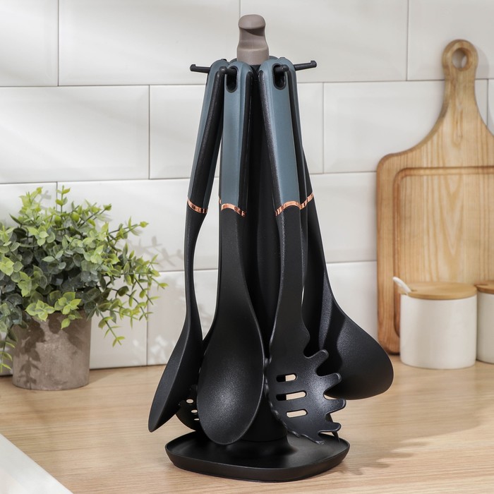 Кухонные принадлежности «Сфера», 6 предметов, на подставке 
Кухонные принадлежности «Сфера», 6 предметов, на подставке