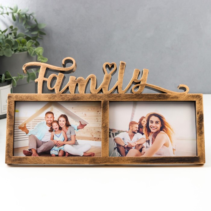 Фоторамка пластик на 2 фото 10х15 см "Семейная" золото 32х18 см
Фоторамка пластик на 2 фото 10х15 см "Семейная" золото 32х18 см