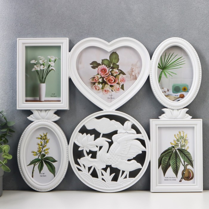 Фоторамка пластик на 5 фото 10х15, 18х18 см "Цапля в лотосах" белый 45х38 см
Фоторамка пластик на 5 фото 10х15, 18х18 см "Цапля в лотосах" белый 45х38 см