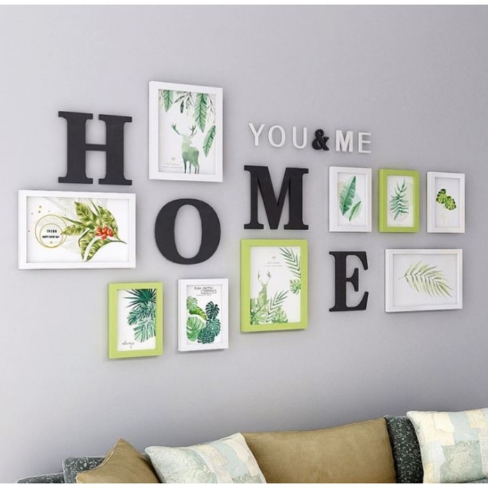 Фоторамка пластик на 9 фото+надпись "Home. You Me" зелёно-белые набор 75х152 см
Фоторамка пластик на 9 фото+надпись "Home. You Me" зелёно-белые набор 75х152 см