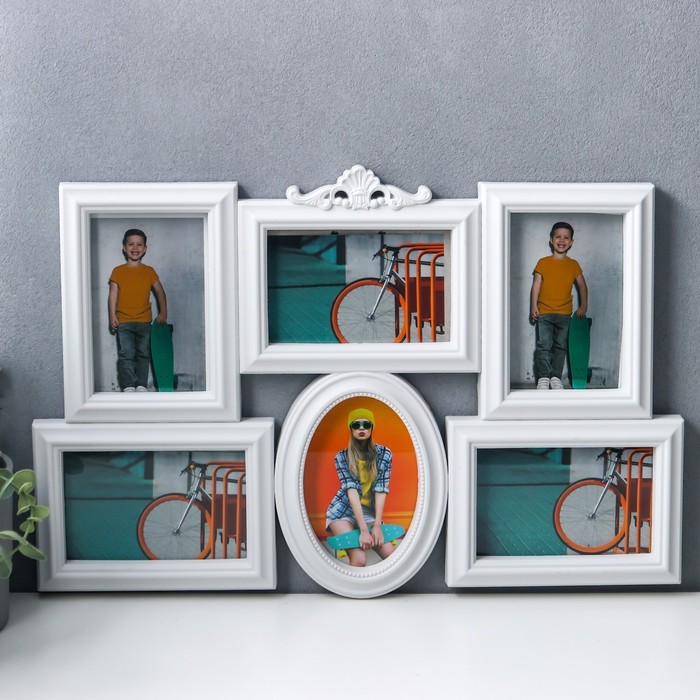 Фоторамка пластик на 6 фото 10х15 см "Вензель" белая 31,5х50 см
Фоторамка пластик на 6 фото 10х15 см "Вензель" белая 31,5х50 см