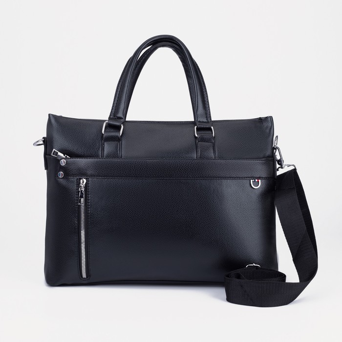 Сумка деловая на молнии, 2 наружных кармана, цвет чёрный
Сумка деловая на молнии, 2 наружных кармана, цвет чёрный