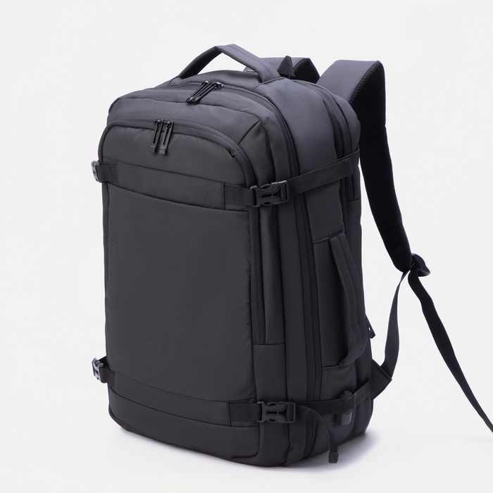 Рюкзак, 2 отдела на молнии, 2 наружных кармана, цвет чёрный 
Рюкзак, 2 отдела на молнии, 2 наружных кармана, цвет чёрный