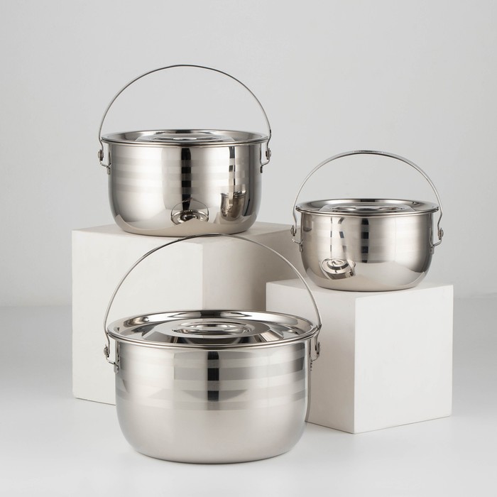 Набор котелков из нержавеющей стали Handle, 3 предмета: 1,4 л, 2,5 л, 4 л, d=16,5/20/22,5 см, цвет серебряный
Набор котелков из нержавеющей стали Handle, 3 предмета: 1,4 л, 2,5 л, 4 л, d=16,5/20/22,5 см, цвет серебряный
