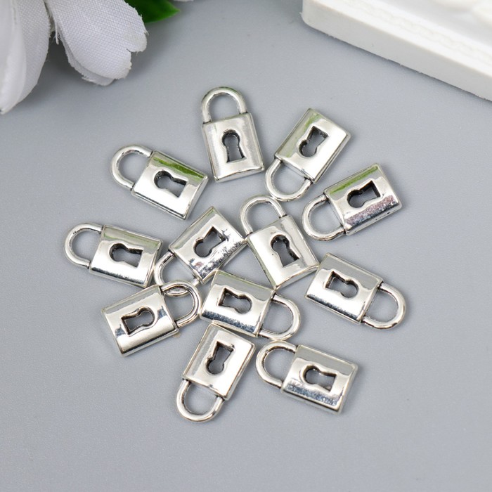 фото Декор для творчества металл "навесной замок" серебро 5017m009 1,4х0,8 см арт узор