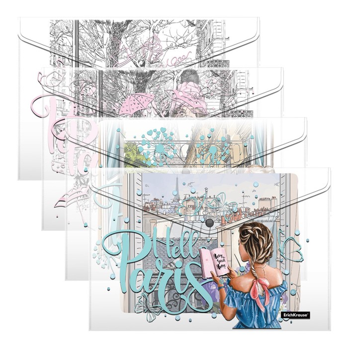 Набор папок-конвертов на кнопке А4, ErichKrause Dreamy Girls, 160 мкм, прозрачная, 4 шт., глянцевая, с принтом, микс
Набор папок-конвертов на кнопке А4, ErichKrause Dreamy Girls, 160 мкм, прозрачная, 4 шт., глянцевая, с принтом, микс