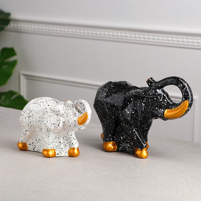 Набор копилок "Пара слонов", гранит, чёрно-белый 
Набор копилок "Пара слонов", гранит, чёрно-белый