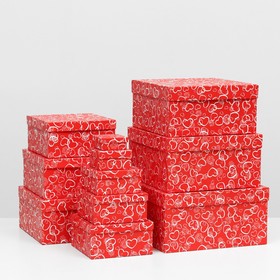 Набор коробок 11 в 1 "Сердечки на красном", 25,5 х 25,5 х 13 - 5,5 х 5,5 х 2,5 см
Набор коробок 11 в 1 "Сердечки на красном", 25,5 х 25,5 х 13 - 5,5 х 5,5 х 2,5 см
