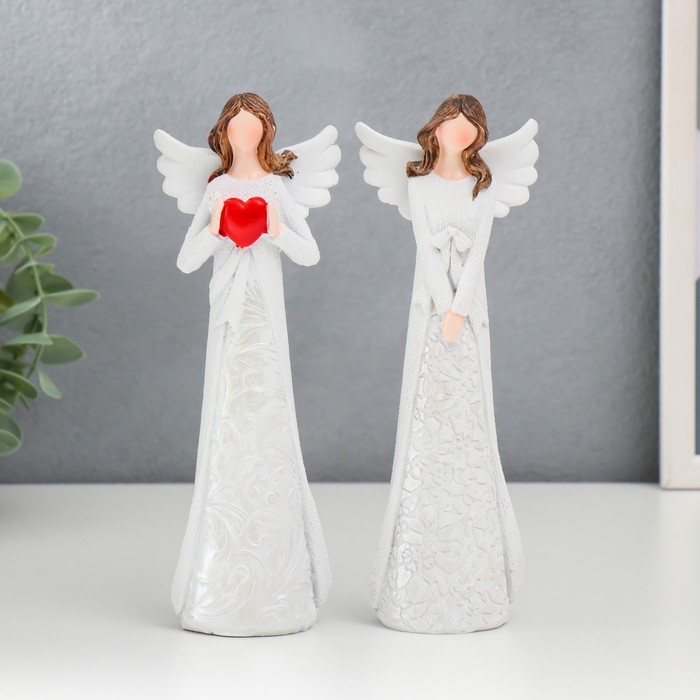 Сувенир полистоун "Безликий ангел, платье в узорах и накидке" МИКС 20 см