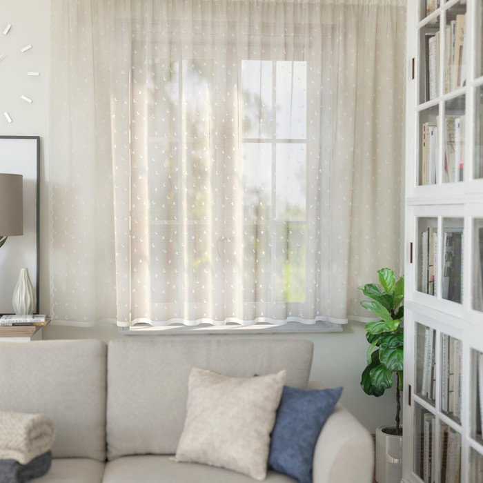 Тюль кухонная со шторной лентой, 165х245 см, цвет экрю, 100% полиэстер
Тюль кухонная со шторной лентой, 165х245 см, цвет экрю, 100% полиэстер