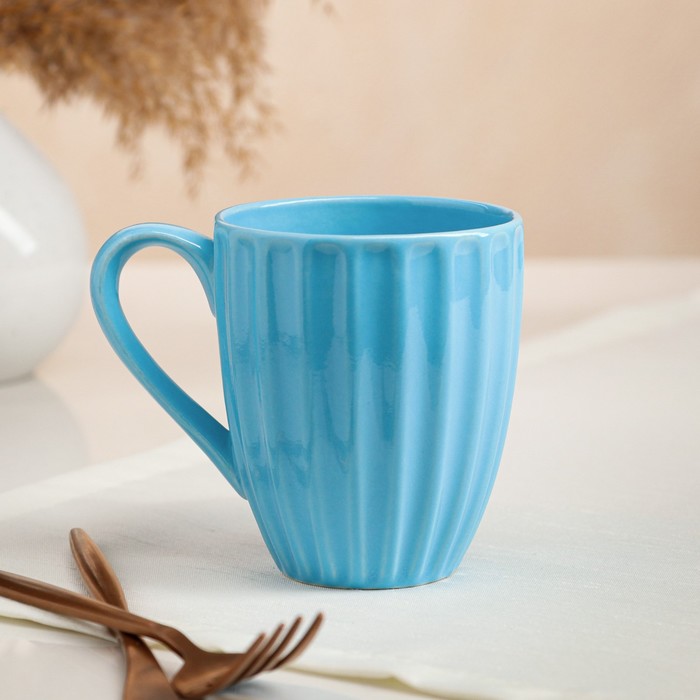Кружка "Ребристая", голубая, керамика, 0.4 л 
Кружка "Ребристая", голубая, керамика, 0.4 л