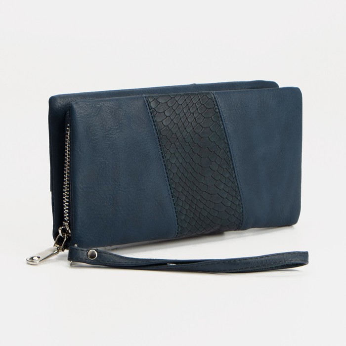 Кошелёк на молнии, с ручкой, цвет синий 
Кошелёк на молнии, с ручкой, цвет синий