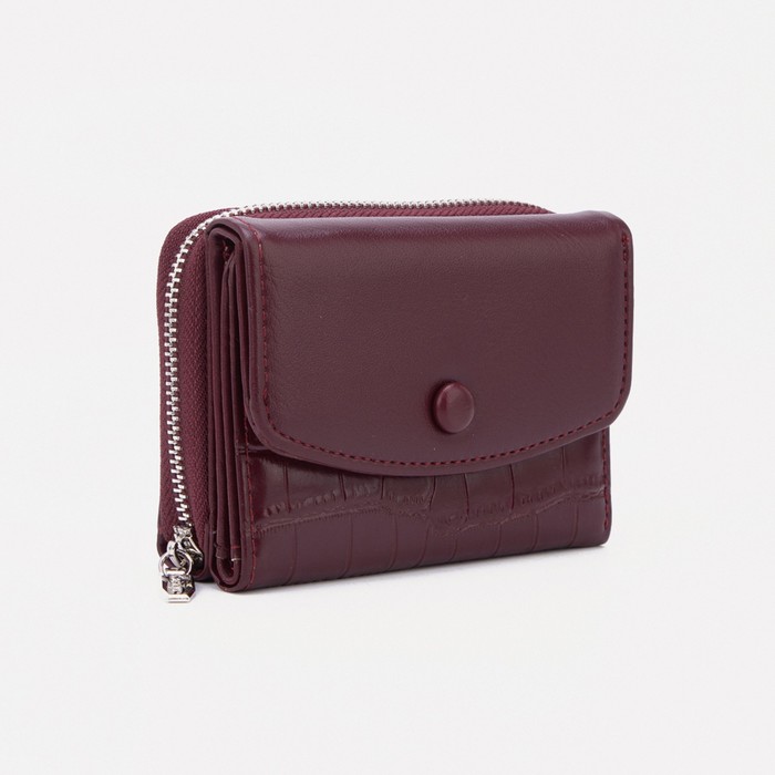 Кошелёк на кнопке, цвет бордовый 
Кошелёк на кнопке, цвет бордовый