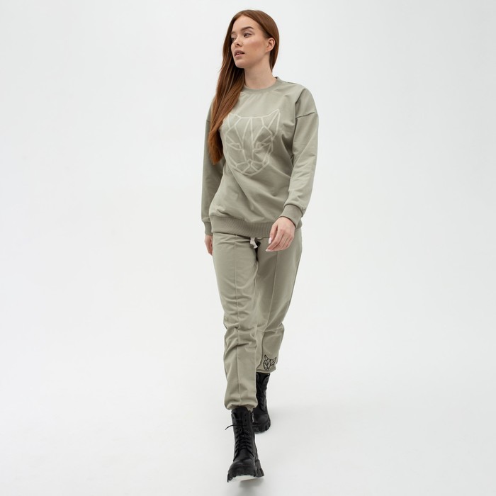 Костюм женский (свитшот, брюки), цвет олива, размер 54
Костюм женский (свитшот, брюки), цвет олива, размер 54