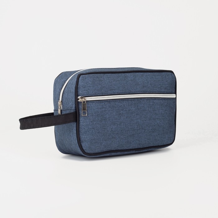 фото Косметичка дорожная, отдел на молнии, наружный карман, цвет синий