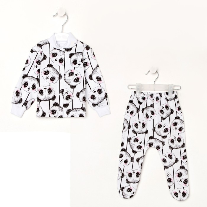 Комплект детский (кофточка, ползунки), цвет белый/панды, рост 80 см 
Комплект детский (кофточка, ползунки), цвет белый/панды, рост 80 см