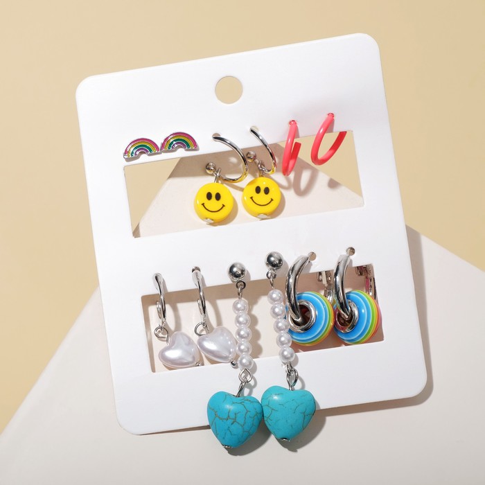 Серьги набор 6 пар "Джипси" бублик и сердечки, цветной в серебре
Серьги набор 6 пар "Джипси" бублик и сердечки, цветной в серебре