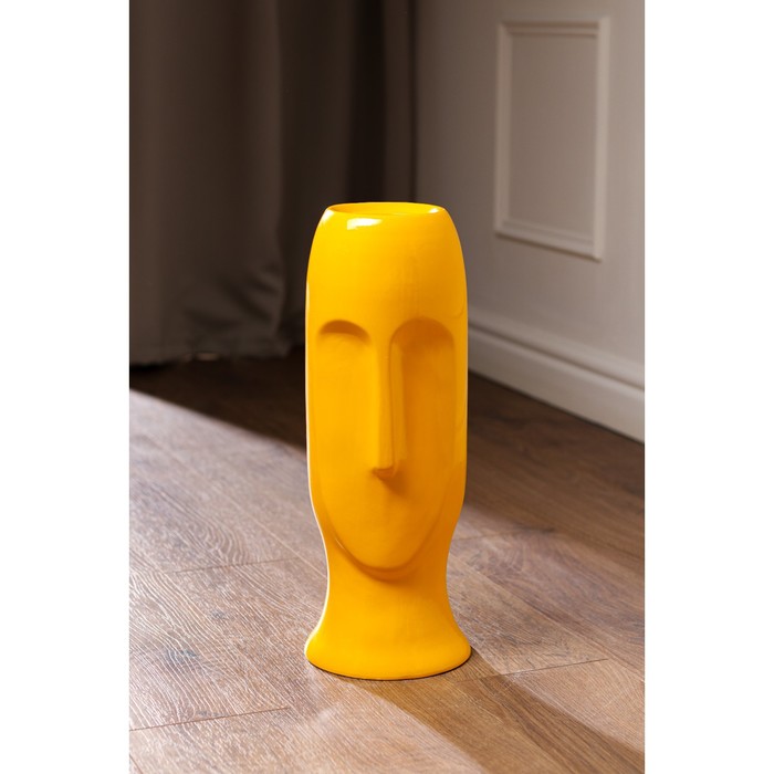 Ваза керамическая "Лицо", напольная, жёлтая, глянцевая, 43 см 
Ваза керамическая "Лицо", напольная, жёлтая, глянцевая, 43 см