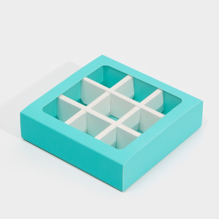 Коробка под 9 конфет с ячейками «Голубая» 14,5 х 14,5 х 3,5 см
Коробка под 9 конфет с ячейками «Голубая» 14,5 х 14,5 х 3,5 см