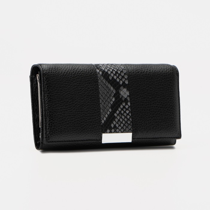 Кошелёк, 3 отдела, на магнитах, цвет чёрный
Кошелёк, 3 отдела, на магнитах, цвет чёрный