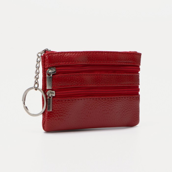 Ключница, длина 11,5 см, 3 отдела на молниях, цвет красный 
Ключница, длина 11,5 см, 3 отдела на молниях, цвет красный
