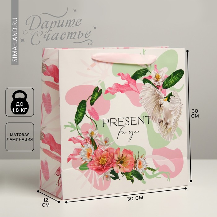 Пакет подарочный ламинированный квадратный, упаковка, «Present for you», 30 х 30 х 12 см
Пакет подарочный ламинированный квадратный, упаковка, «Present for you», 30 х 30 х 12 см