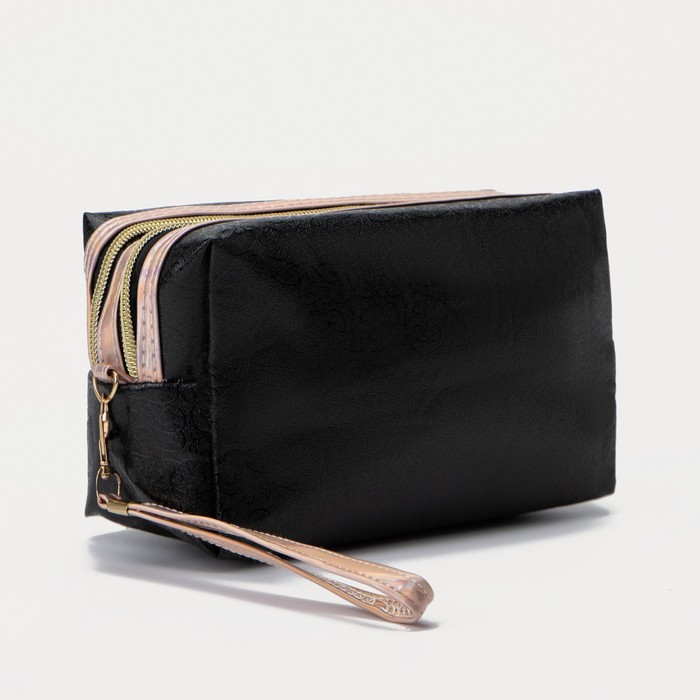 Косметичка, 2 отдела на молниях, цвет чёрный 
Косметичка, 2 отдела на молниях, цвет чёрный