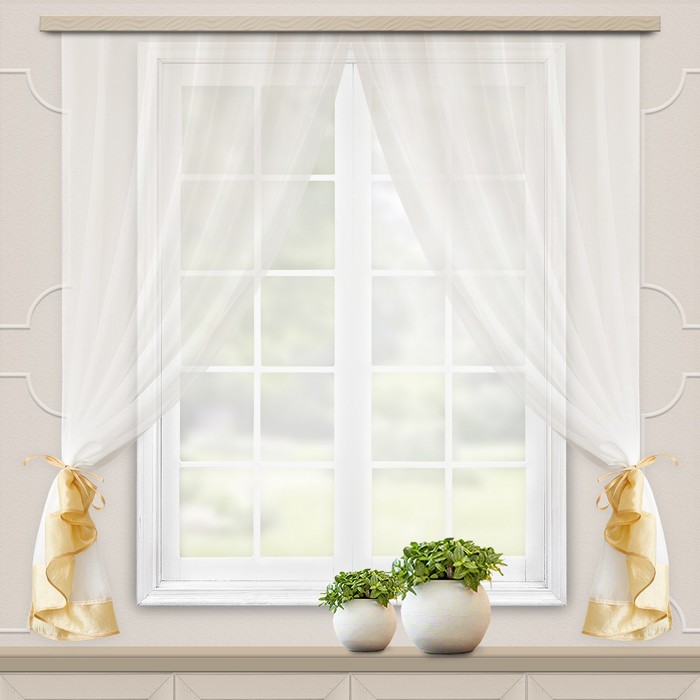 Комплект штор для кухни София 270*160 см, тем.шампань, пэ 
Комплект штор для кухни София 270*160 см, тем.шампань, пэ