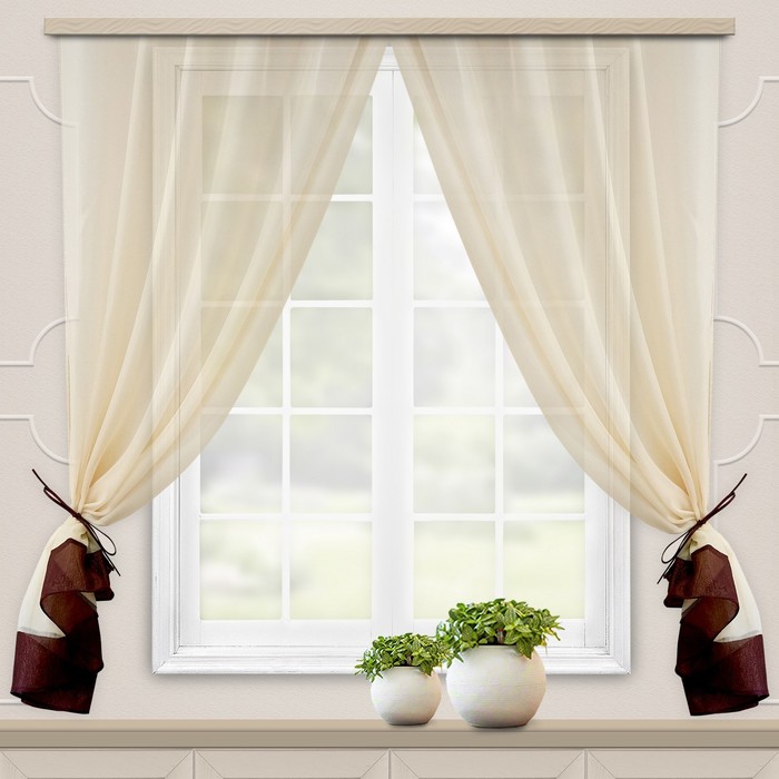 Комплект штор для кухни София 270*160 см, шоколад, пэ
Комплект штор для кухни София 270*160 см, шоколад, пэ