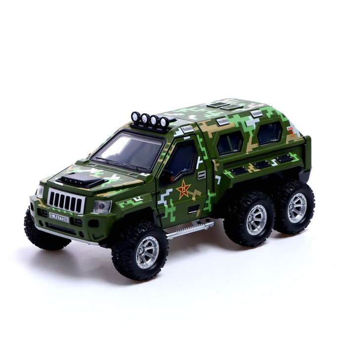 Машина металлическая «Джип», 1:24, открываются двери, капот, багажник, инерция, цвет зелёный
Машина металлическая «Джип», 1:24, открываются двери, капот, багажник, инерция, цвет зелёный