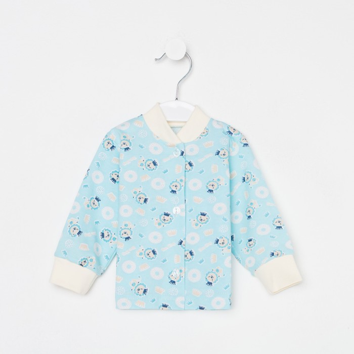 Кофточка для мальчика, цвет голубой/львы, рост 68 см 
Кофточка для мальчика, цвет голубой/львы, рост 68 см