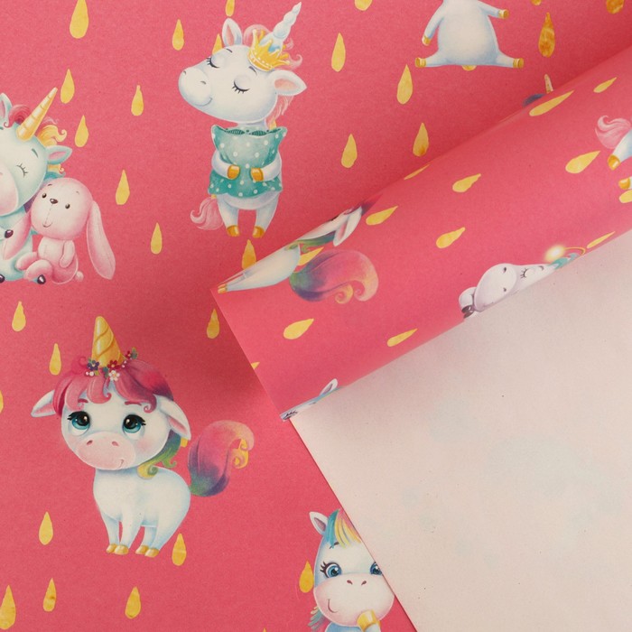 Бумага упаковочная глянцевая «Единорожки», 70 × 100 см
Бумага упаковочная глянцевая «Единорожки», 70 × 100 см