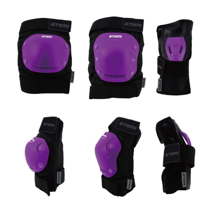 фото Набор защиты для детей atemi aprs02ps, цвет фиолетовый, черный, размер s 6-9 лет
