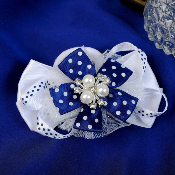 Резинка для волос бант "Школьница" сверкание бусины, 8х4 см, бело-синий
Резинка для волос бант "Школьница" сверкание бусины, 8х4 см, бело-синий