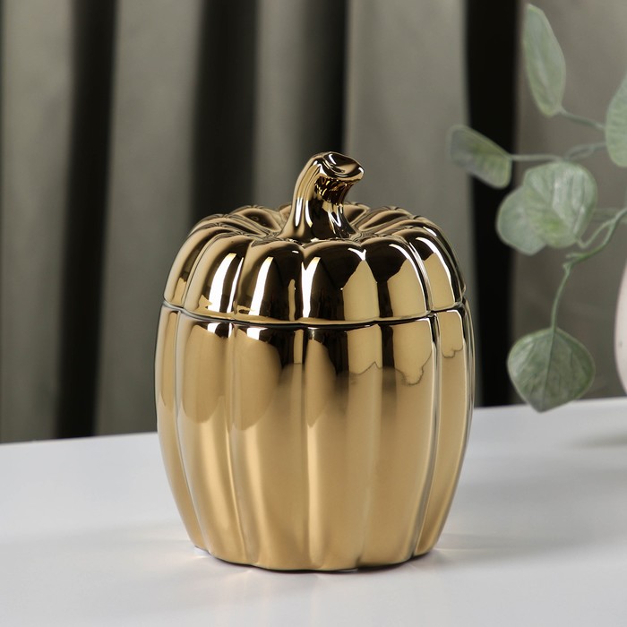 Банка для сыпучих продуктов «Тыква», 11×15,5 см, цвет золото
Банка для сыпучих продуктов «Тыква», 11×15,5 см, цвет золото