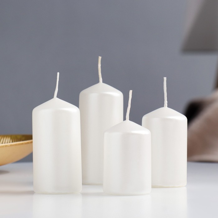 Набор свечей-цилиндров, лакированный, 4х6, 4х75, 4х90, 4х105 см, 4 штуки, жемчужный белый
Набор свечей-цилиндров, лакированный, 4х6, 4х75, 4х90, 4х105 см, 4 штуки, жемчужный белый