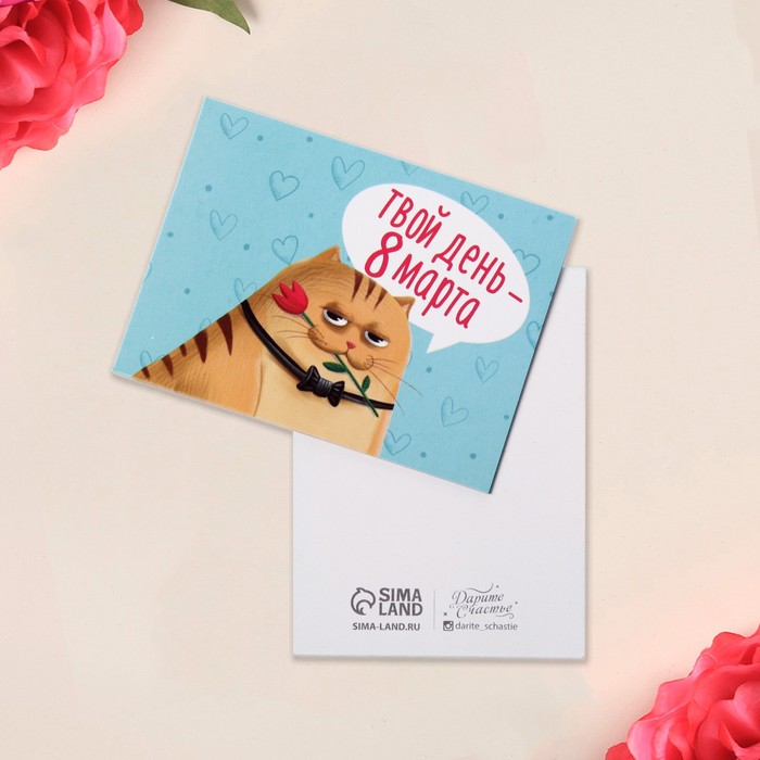 Открытка-мини «Тебе», кот, 8 × 6 см
Открытка-мини «Тебе», кот, 8 × 6 см