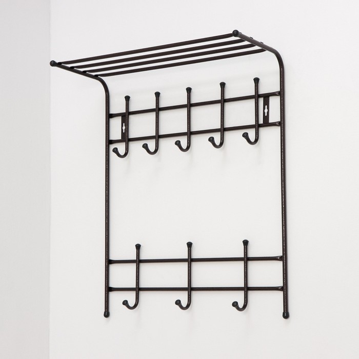 Вешалка настенная с полкой на 8 крючков, 60×25×74,5 см, цвет медный антик
Вешалка настенная с полкой на 8 крючков, 60×25×74,5 см, цвет медный антик