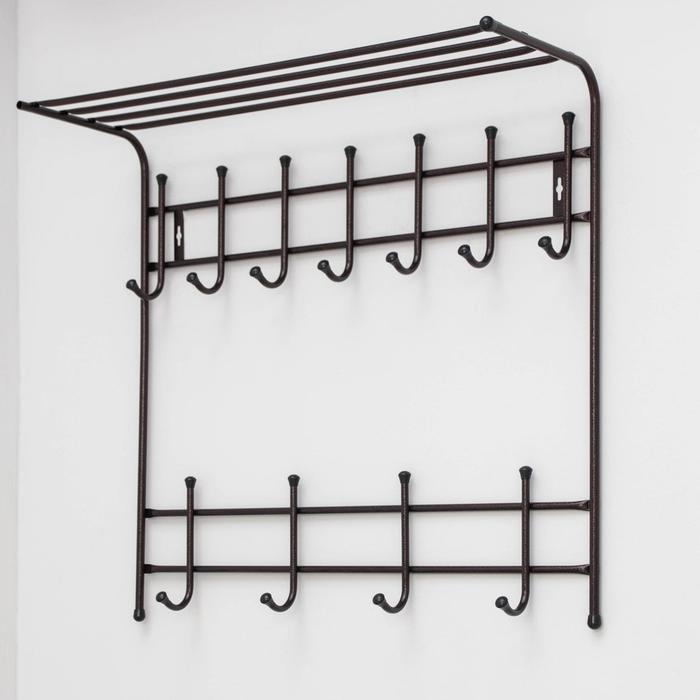 Вешалка настенная с полкой на 11 крючков, 74×25×74,5 см, цвет медный антик
Вешалка настенная с полкой на 11 крючков, 74×25×74,5 см, цвет медный антик